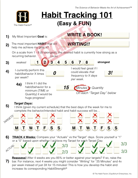 Habit tracking worksheet screen shot